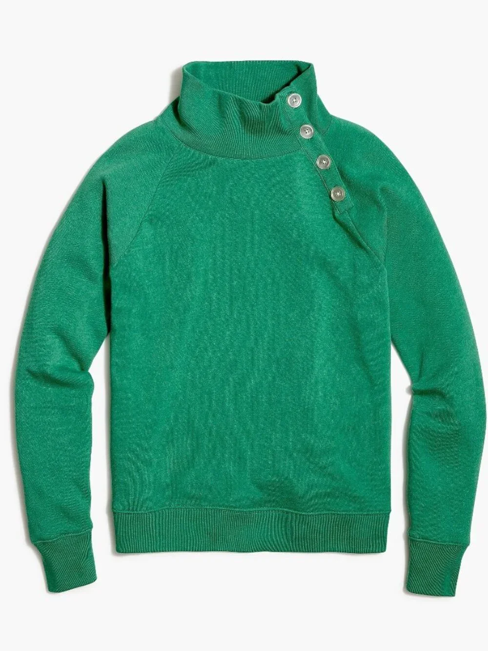 J. Crew Wide Button-Collar Pullover Sweatshirt in Cloudspun Fleece Meadow #A3059